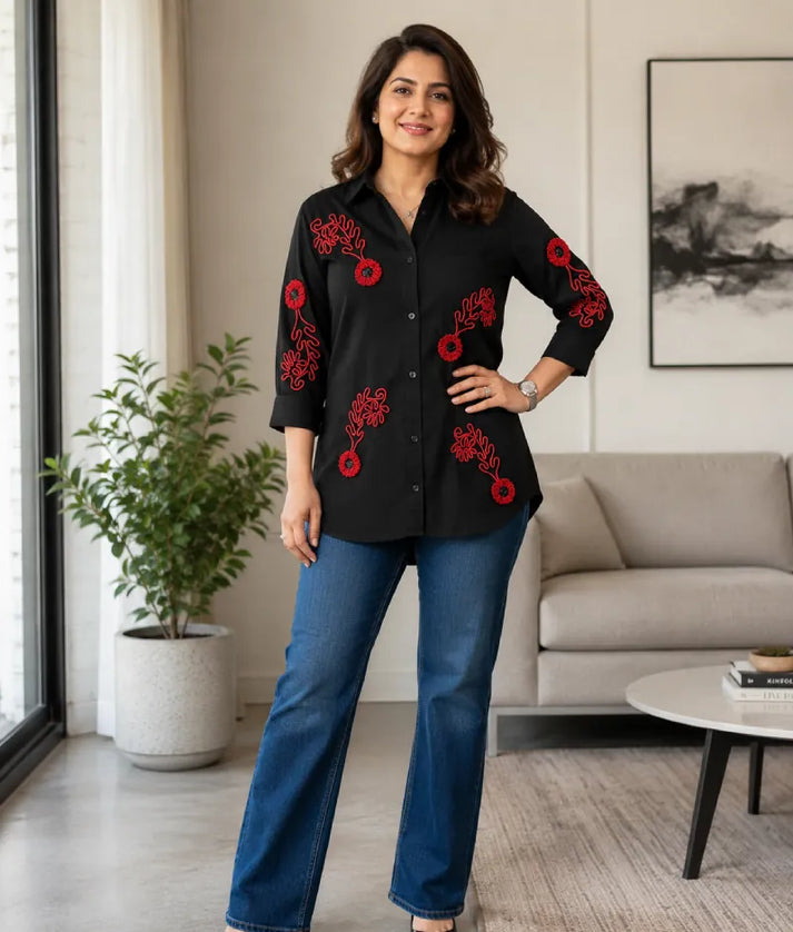 Label Black Embroidered Shirt