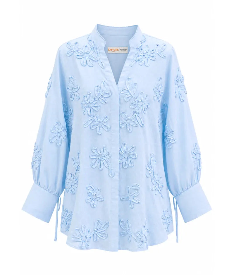 Label Blue Embroidered Shirt