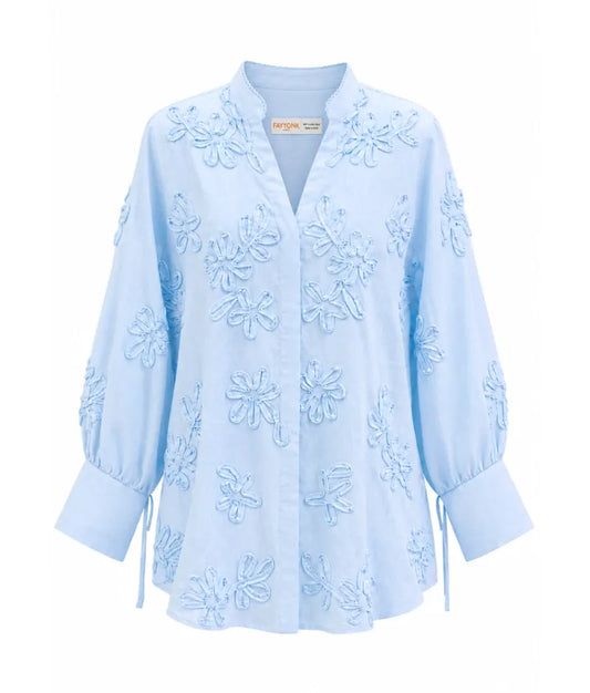 Label Blue Embroidered Shirt