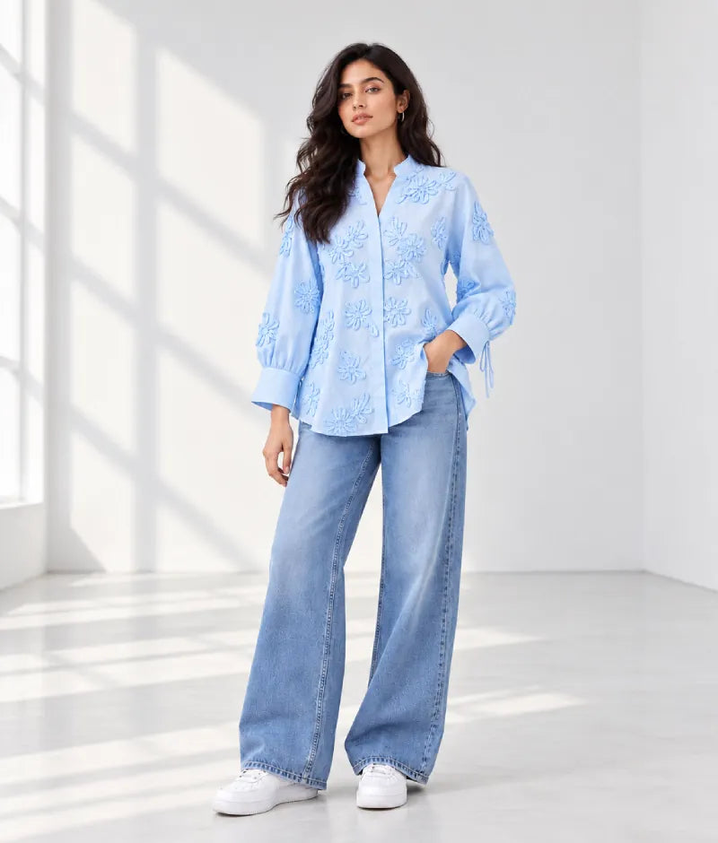 Label Blue Embroidered Shirt