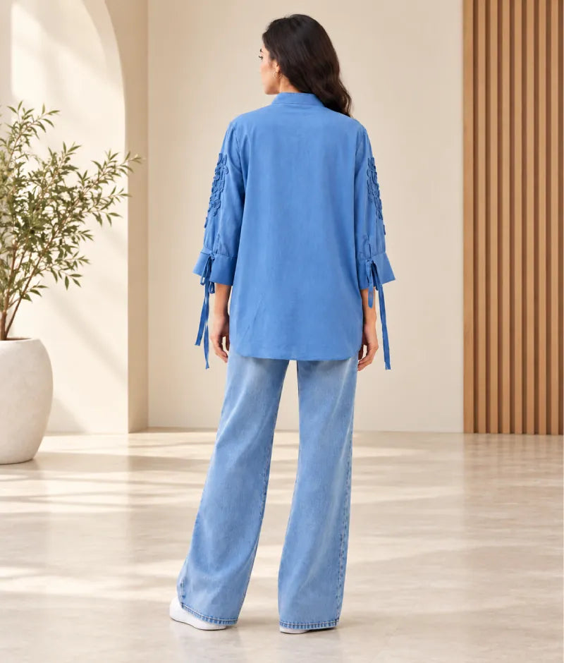 Label Blue Embroidered Shirt