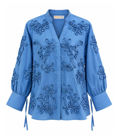 Blue Embroidered Shirt - Label Blue Embroidered Shirt