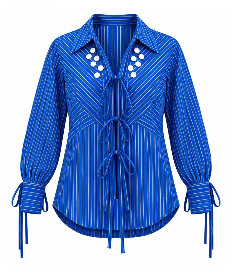 Label Blue Stripe Printed Shirt