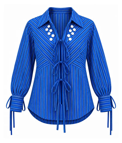 Blue Stripe Printed Shirt - Label Blue Stripe Printed Shirt