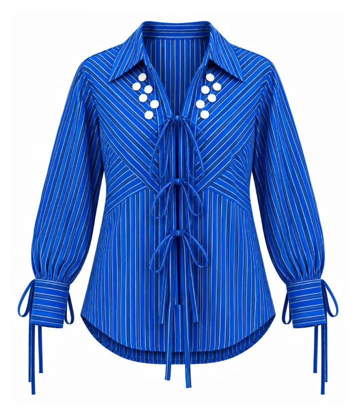 Label Blue Stripe Printed Shirt
