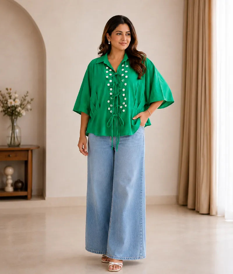 Label Bottle Green Linen Shirt
