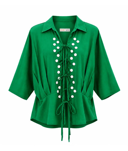 Label Bottle Green Linen Shirt