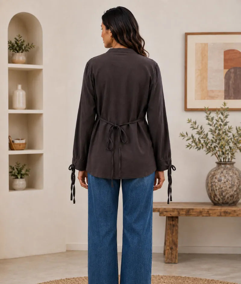 Label Brown Embroidered Shirt