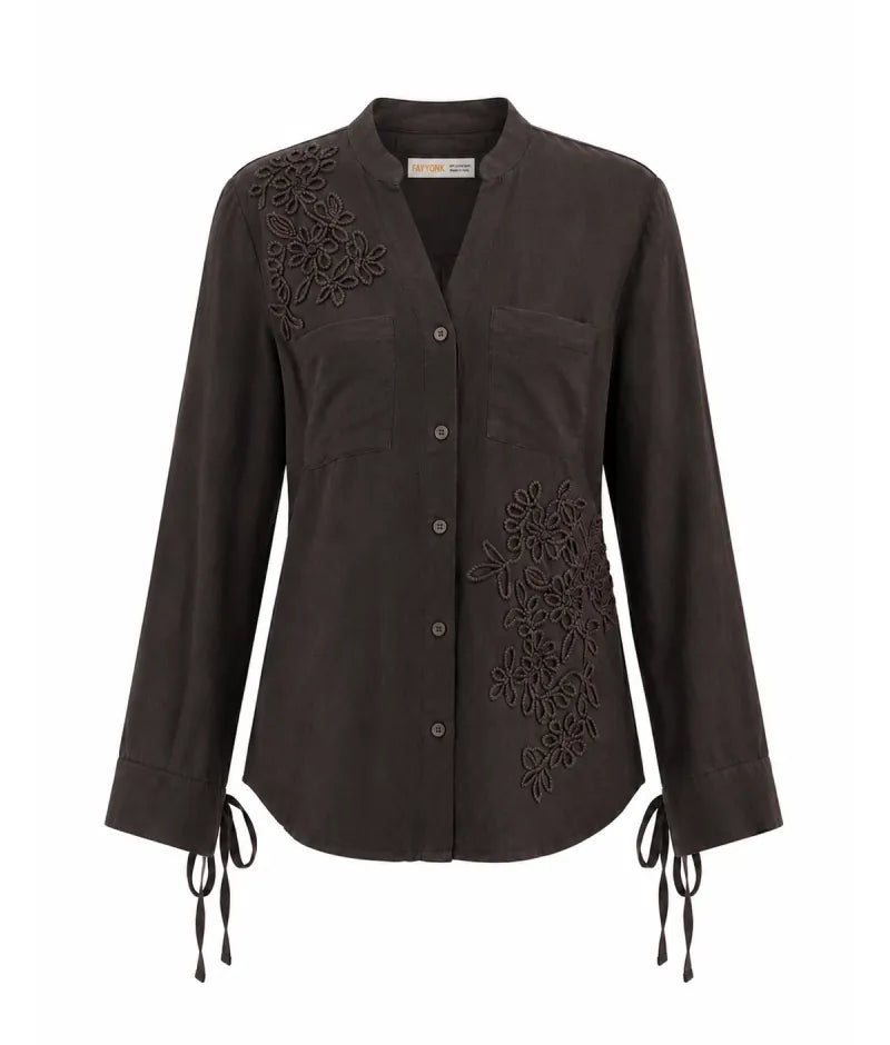 Label Brown Embroidered Shirt