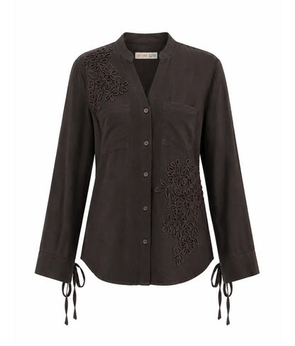 Label Brown Embroidered Shirt