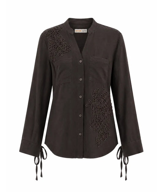 Label Brown Embroidered Shirt