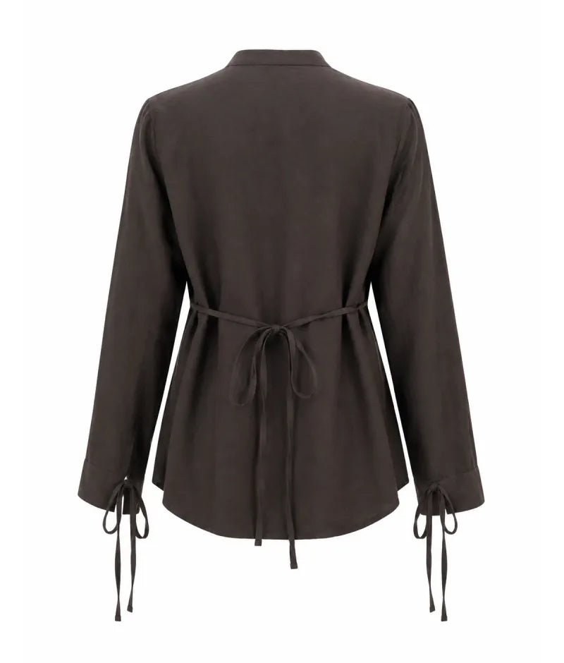 Label Brown Embroidered Shirt