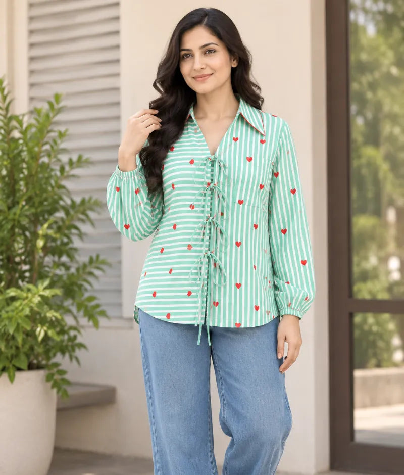 Label Green Printed Shirt