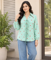 Label Green Printed Shirt