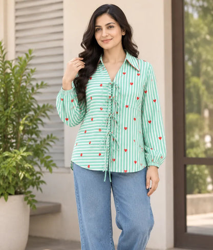 Label Green Printed Shirt