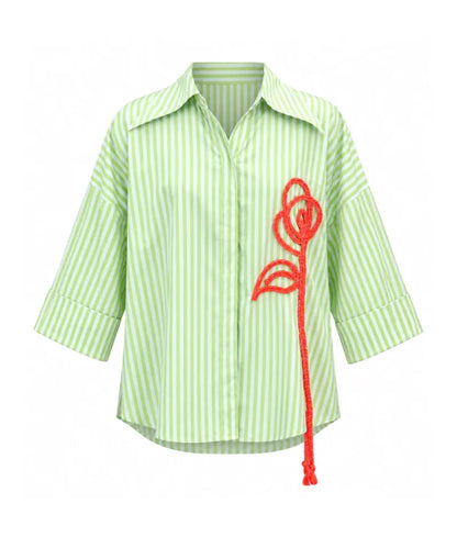 Green Stripe Printed Shirt - Label Green Stripe Printed Shirt
