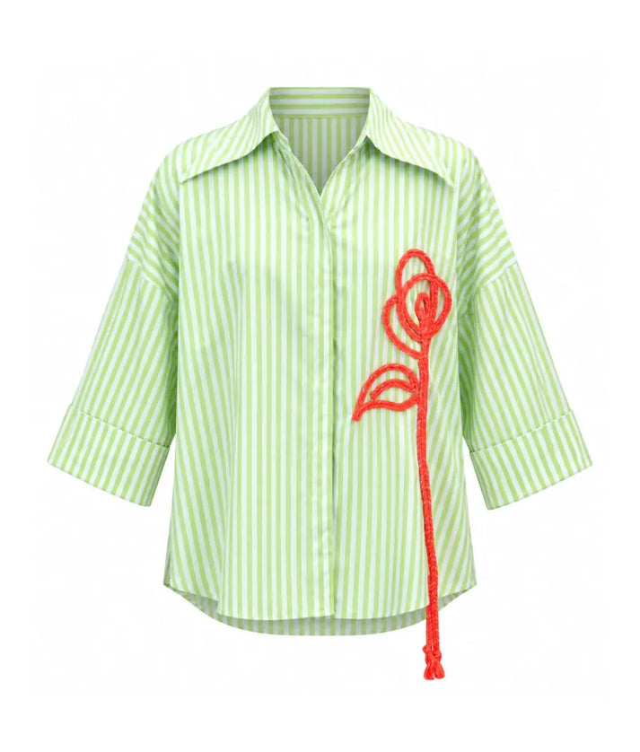 Label Green Stripe Printed Shirt