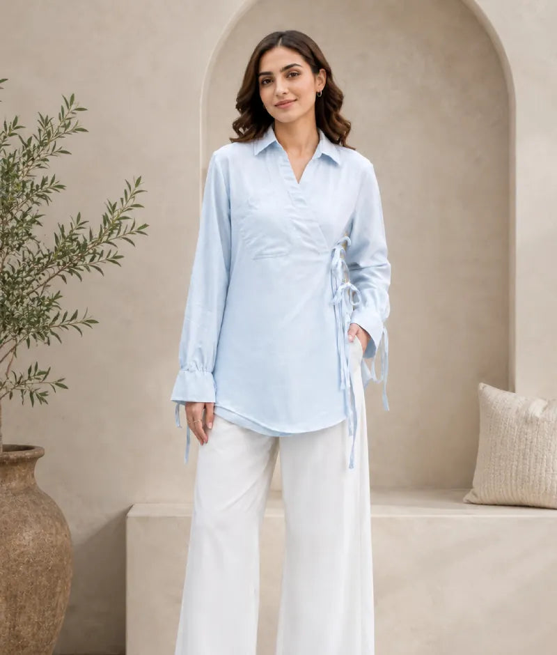 Label Light Blue Linen Shirt