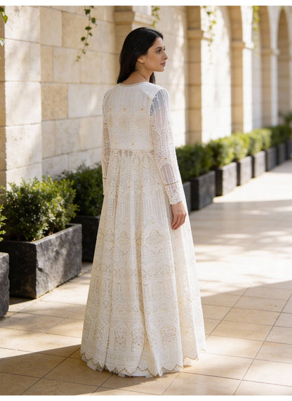Label Offwhite Anarkali with Embroidered Jacket