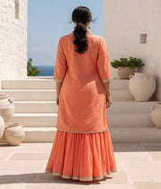Label Orange Embroidered Kurti Sharara Set