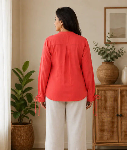 Label Orange Linen Shirt