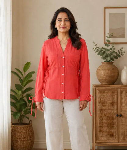 Label Orange Linen Shirt