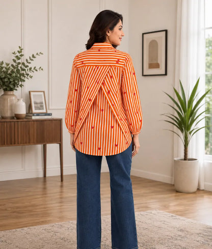 Label Orange Printed Shirt