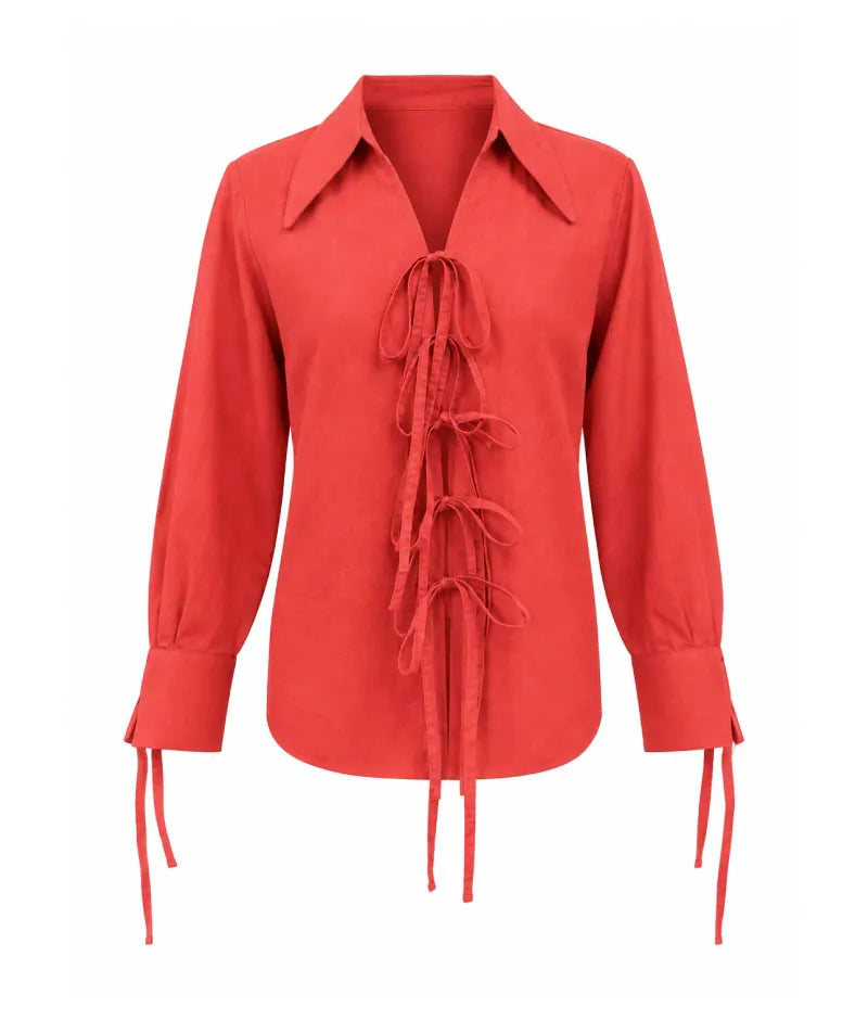 Label Orange Tie Knote Linen Shirt