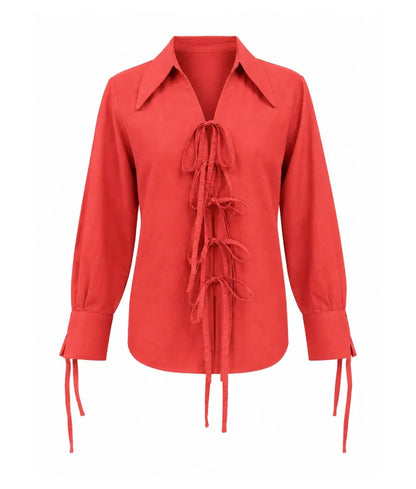 Orange Tie Knote Linen Shirt - Label Orange Tie Knote Linen Shirt