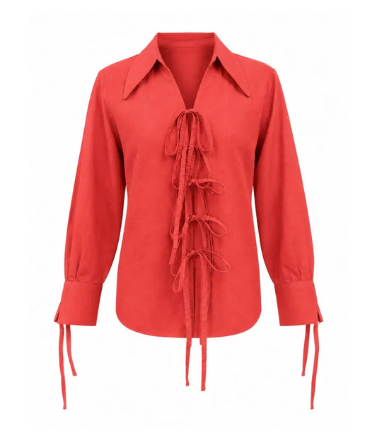 Orange Tie Knote Linen Shirt - Label Orange Tie Knote Linen Shirt
