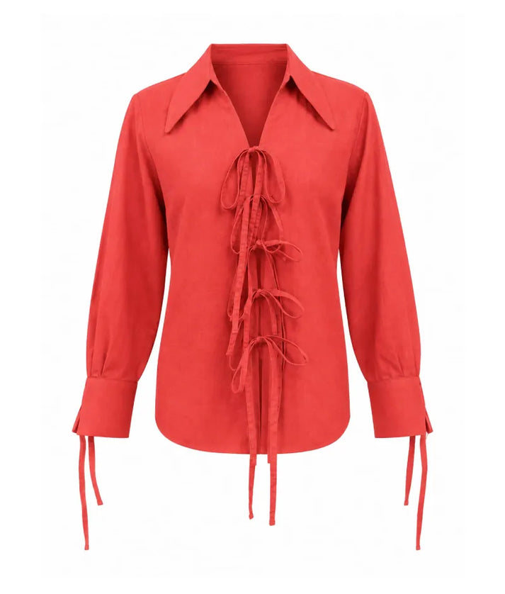 Label Orange Tie Knote Linen Shirt