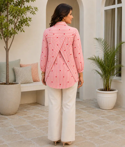 Label Peach Printed Shirt