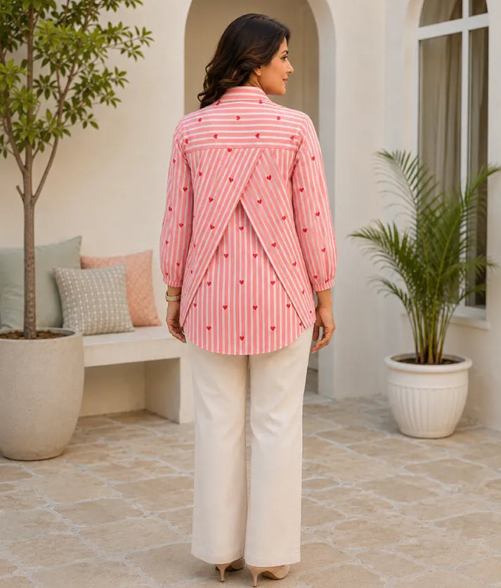 Label Peach Printed Shirt