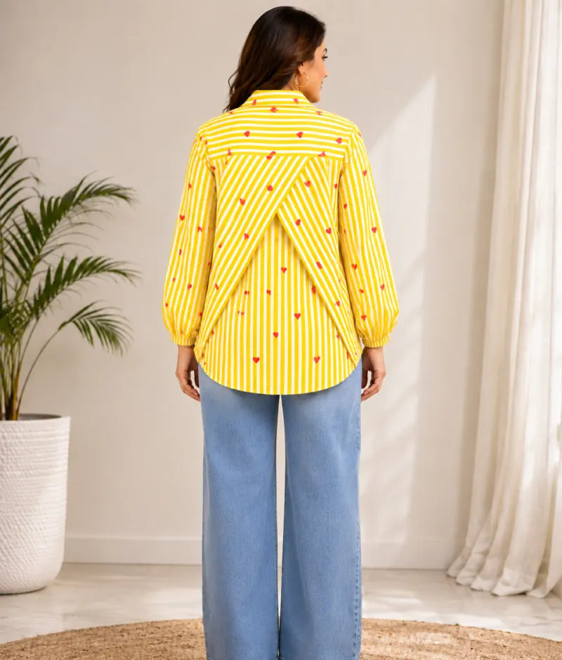 Label Yellow Printed Shirt