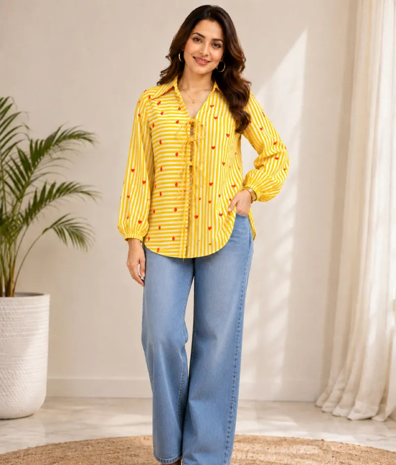 Label Yellow Printed Shirt