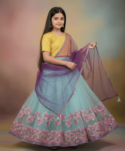 Luxe 3D Florals Organza Lehenga Set