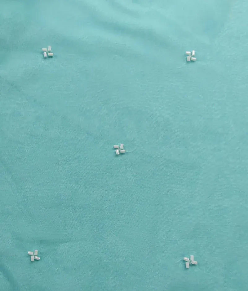 Luxe Aqua Embroidered Organza Kurti Sharara