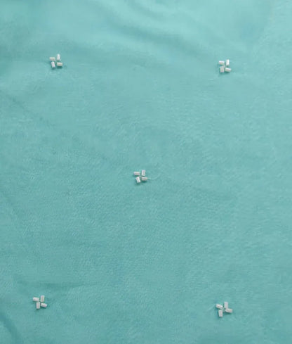 Luxe Aqua Embroidered Organza Kurti Sharara