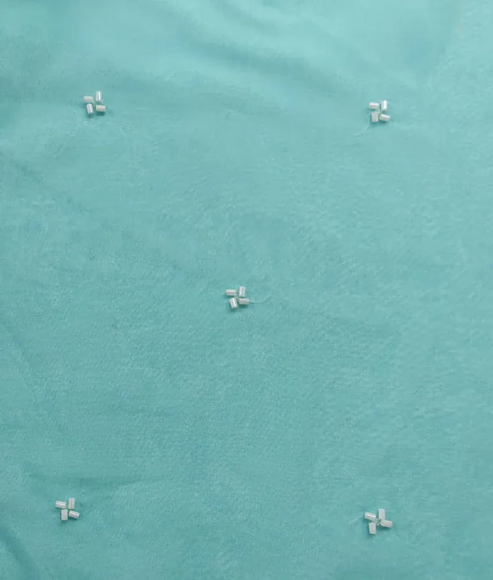 Luxe Aqua Embroidered Organza Kurti Sharara