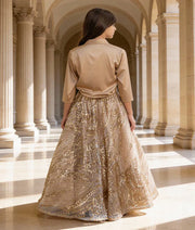 Luxe Beige Shirt with Skirt