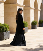 Luxe Black Embroidered Long Jacket with Lehenga