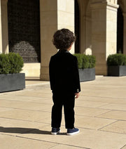 Luxe Black Embroidered Velvet Coat Set