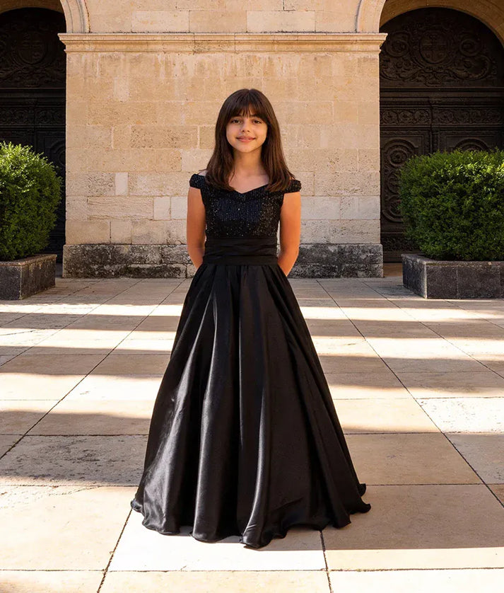 Luxe Black Sequence embroidery Gown