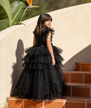 Luxe Bloom & Bow Black Gown