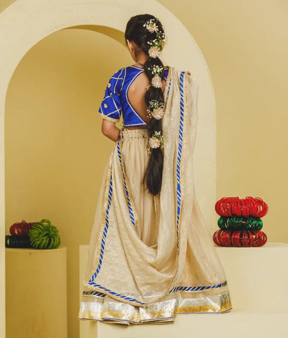 Luxe Blue Aangi Work Choli with Lehenga Set