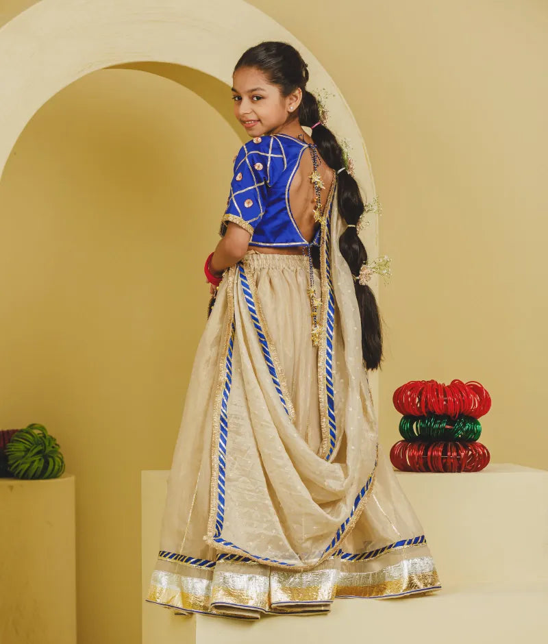 Luxe Blue Aangi Work Choli with Lehenga Set