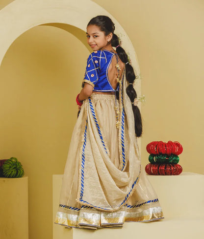 Luxe Blue Aangi Work Choli with Lehenga Set