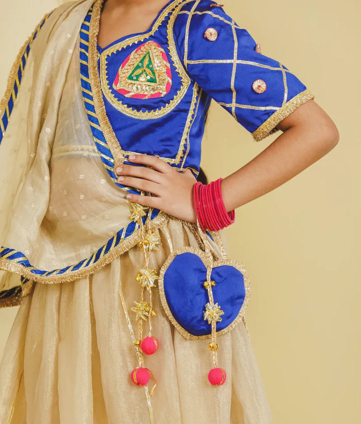 Luxe Blue Aangi Work Choli with Lehenga Set
