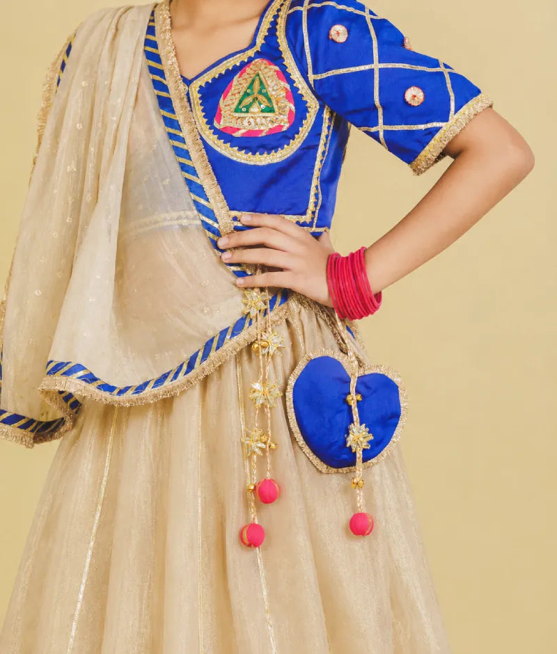 Luxe Blue Aangi Work Choli with Lehenga Set fayon_teens