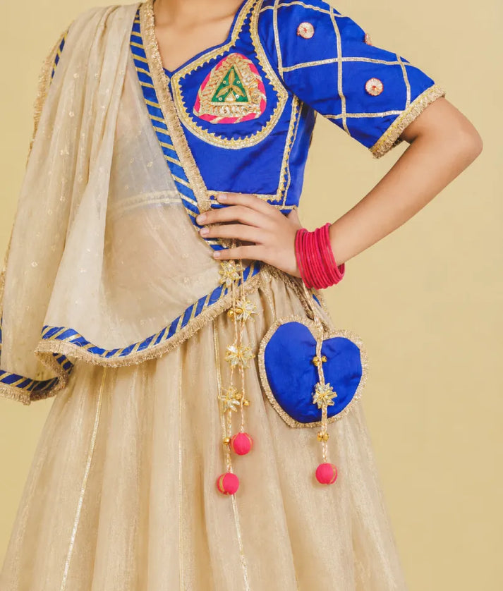 Luxe Blue Aangi Work Choli with Lehenga Set fayon_teens